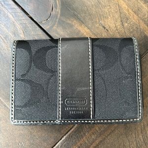 Authentic Coach black on black card case. Wallet